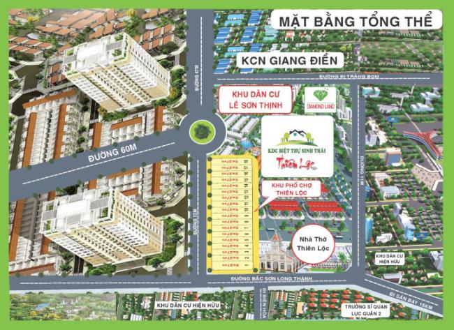 BÁN ĐẤT TP. BIÊN HÒA MẶT TIỀN VÒNG XOAY ĐƯỜNG 60M khu chợ Thiên Lộc