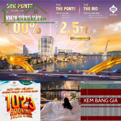 Càn bán căn hộ cao cấp  Sun Ponte ngay Cầu Rồng view pháo hoa sông Hàn, ck 20%, Giá chỉ - 4