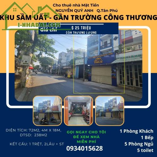 Cho thuê nhà mặt tiền Nguyễn Quý Anh 72m2, 2LẦU + ST, 25Triệu - 4