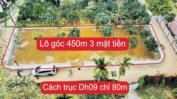 Bán Đất Hòa Thạch lô góc 3 mặt tiền 450m2 giá 13 triệu sát đường DH09. LH: 0977234623 - 2