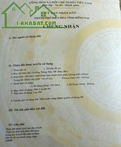 BÁN LỖ NHÀ ĐẤT TRẢNG DÀI SỔ THỔ CƯ, 2 MẶT ĐƯỜNG OTO GẦN TRƯỜNG CẤP 1, 2 - 1