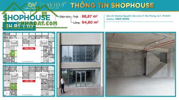 Cho thuê shophouse dạng Duplex tại dự án Lavida Plus Quận 7, Diện tích đa dạng