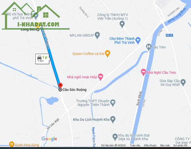 Bán đất trong hẽm đường 30/4, ấp Sa Bình, X.Long Đức, TP Trà Vinh. DT: 246,5m2 = 800 Tr - 5