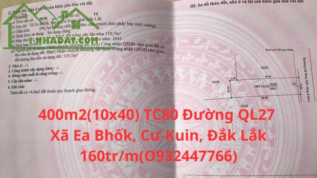 400m2 thổ cư đường QL27 xã Ea Bhốk, Cư Kuin, Đắk Lắk. - 2