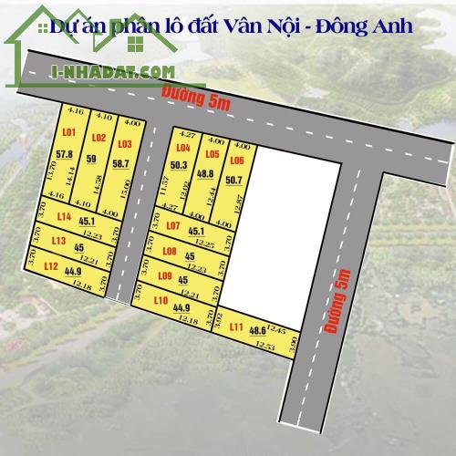 Bán lô góc 59m đất Xóm Nhì, Vân Nội, Đông Anh đường thông ô tô.