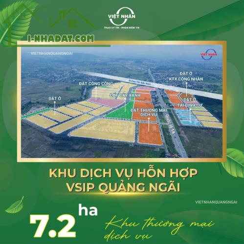Đất nền Khu dịch vụ hỗn hợp VSIP Quảng Ngãi, trung tâm đại đô thị Bắc Sông Trà.