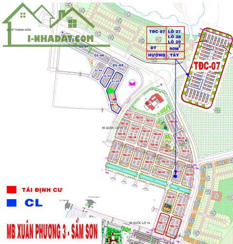 Bán cắt lỗ 2 lô liền nhau tái định cư Sungroup, MB Xuân Phương 3,P.Quảng Châu, TP. Sầm Sơn