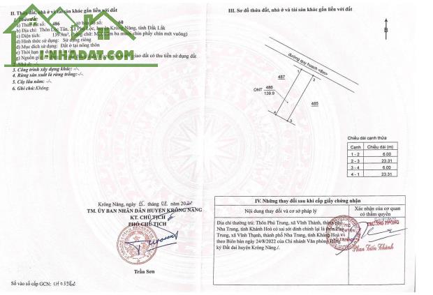 cần bán lô đất mặt tiền ngay trung tâm hành chính mới của huyện Krông-Năng - DakLak - 2