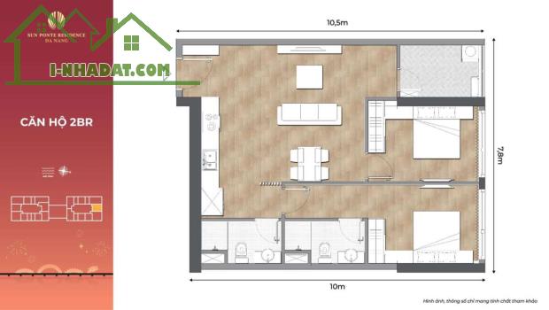 Bán sang nhượng lại căn 1PN Sun Phonte, 50m2, View cầu rồng cực đẹp, bán rẻ hơn 200tr HDMB