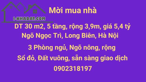 Sở hữu ngay ngôi nhà trong ngõ, DT 30m2, 5 tầng để đõ đau đầu về tiền, 0902318197 - 1