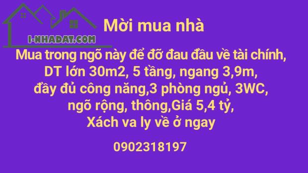 Sở hữu ngay ngôi nhà trong ngõ, DT 30m2, 5 tầng để đõ đau đầu về tiền, 0902318197 - 2