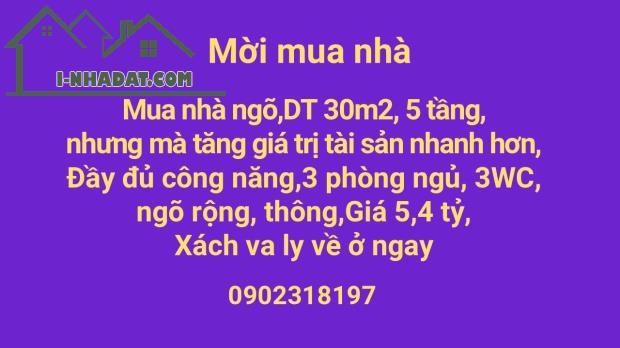 Mua nhà ngõ,DT 30m2, 5 tầng, nhưng mà tốc độ tăng gia trị tài sản nhanh hơn 0902318197 - 2