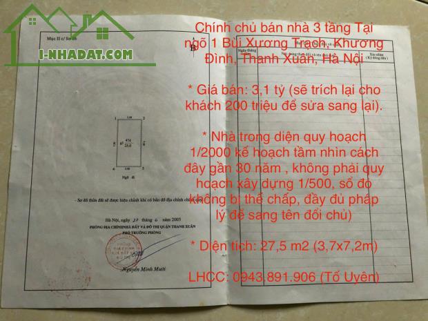 Gấp Bán nhà chính chủ 3 tầng ngõ 1 Bùi Xương Trạch, Khương Đình, Thanh Xuân, Hà Nội, Giá