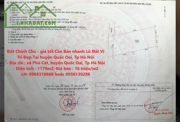 Đất Chính Chủ - giá tốt Cần Bán nhanh Lô Đất Vị Trí Đẹp Tại huyện Quốc Oai, Tp Hà Nội - 4