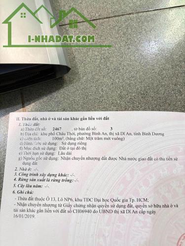 ĐẤT ĐẸP – GIÁ TỐT – CHÍNH CHỦ CẦN BÁN Lô Đất Châu Thới, Bình AN, Dĩ An, Bình Dương - 1