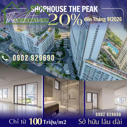 The Peak Midtown tầng 2 và 3 - Giá Shophouse bằng giá căn hộ. Thanh toán 20% đến tháng