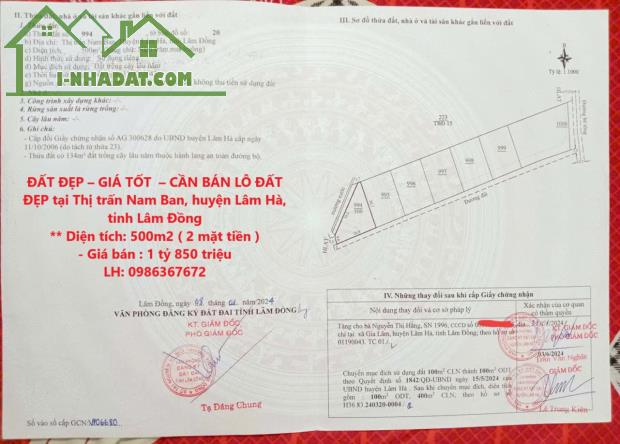 ĐẤT ĐẸP – GIÁ TỐT  – CẦN BÁN LÔ ĐẤT ĐẸP tại Thị trấn Nam Ban, huyện Lâm Hà, tỉnh Lâm Đồng