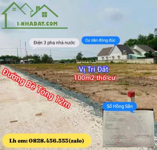 Nha Bích, Tx. Chơn Thành giá chỉ💰 195tr 💰 - 224m2 ( 100m2 thổ cư ) 5 x 41m