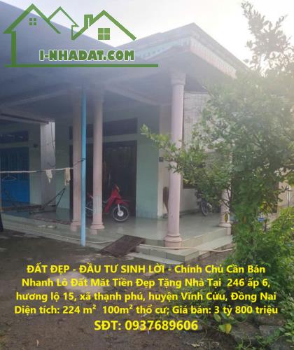 ĐẤT ĐẸP - ĐẦU TƯ SINH LỜI - Chính Chủ Cần Bán Nhanh Lô Đất Măt Tiền Đẹp Tặng Nhà Tại Đồng