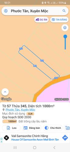 Phước Tân Xuyên mộc . 
Tổng diện tích 1000m - 1