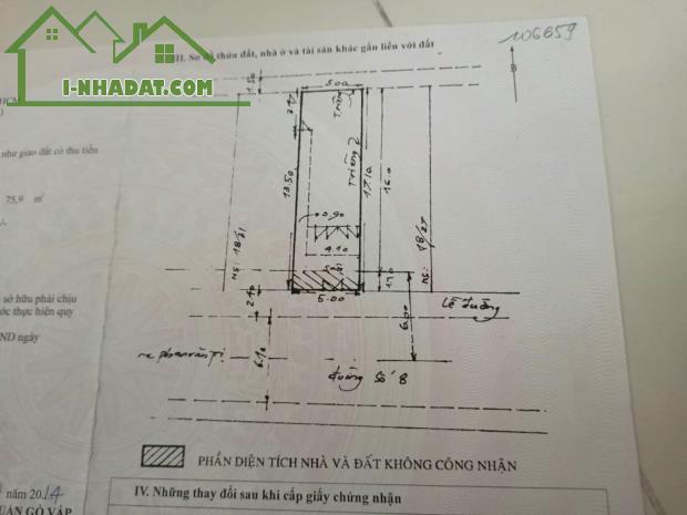 GÒ VẤP, BÁN NHÀ LÊ THỊ HỒNG, KHU CHỢ CC26, DT 5x17m ĐƯỜNG 8M - 5