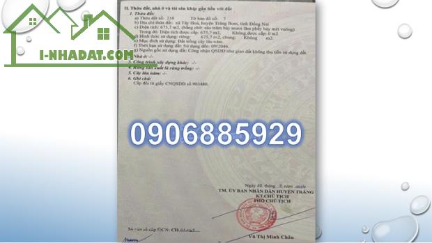 ⭐CHÍNH CHỦ CẦN BÁN GẤP LÔ ĐẤT ĐẸP TẠI TRẢNG BOM, ĐỒNG NAI; 2,6 tỷ; 0906885929