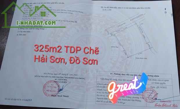 Bán lô đất DT 325 M suối Chẽ Hải Sơn Đồ Sơn .