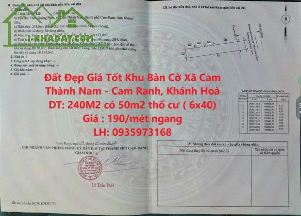 Đất Đẹp Giá Tốt Khu Bàn Cờ Xã Cam Thành Nam - Cam Ranh, Khánh Hoà - 4