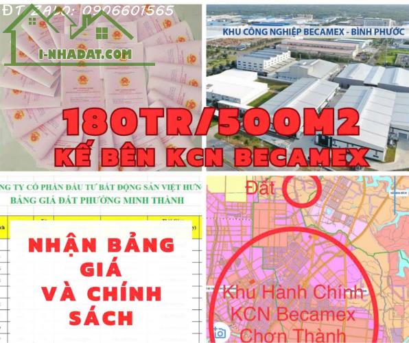 Bán Đất sổ Sẵn Ngay KCN Becamex Bình Phước Giá Chỉ 960 Nghìn/m2.Đừờng DH01. Phường Minh - 4