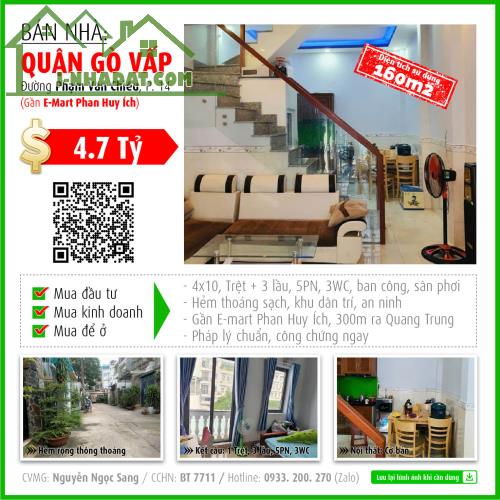 **Cần bán nhà 4 tầng, Phạm Văn Chiêu, Gò Vấp - Giá tốt 4.7 tỷ**