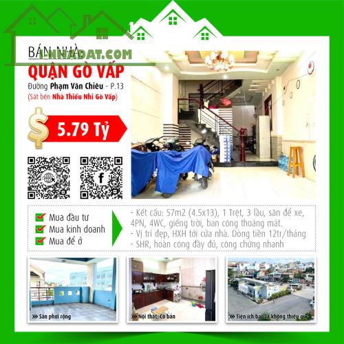 ✅  Cần bán gấp nhà 57m2, 4PN, gần Nhà Thiếu Nhi Gò Vấp - Giá tốt