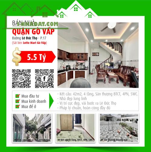 ✅  Bán nhà mới 4 tầng, vị trí vàng, hẻm 1/ Lê Đức Thọ, Gò Vấp – Giá hấp dẫn 5.5 tỷ