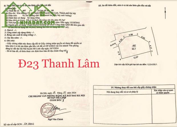 Hàng hiếm sót lại Lô Góc Thanh Lâm, Mê Linh, Hà Nội - 2