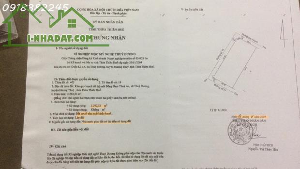 Bán 2.292,53m2 đất (72,6m x 31,57m) (3 mặt tiền) Khu Quy Hoạch Đô Thị Mới Đông Nam Thủy An