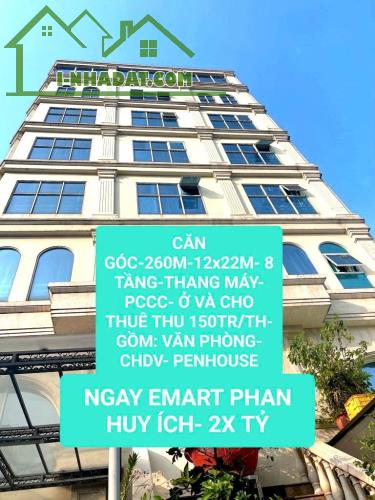 Hiếm, tòa tổ hợp chdv, văn phòng, penhouse, thu 2 tỷ/n, 270m, 12x22m, 8 tầng, 2x tỷ