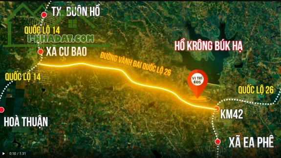 BÁN GẤP LÔ ĐẤT 2 MẶT ĐƯỜNG NHỰA KM42 QUỐC LỘ 26 SIÊU ĐẸP, GIÁ SỐC