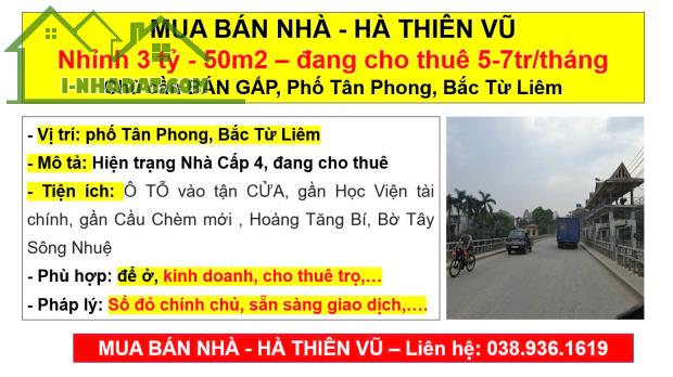 MUA BÁN NHÀ - HÀ THIÊN VŨ Nhỉnh 3 tỷ - 50m2 – đang cho thuê 5-7tr/tháng Chủ cần BÁN GẤP, P - 2