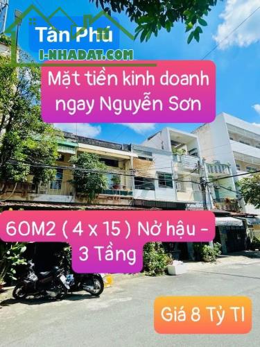 MẶT TIỀN KINH DOANH NGAY KHU BÀN CỜ HỌ LÊ - KỀ NGUYỄN SƠN - 60M2 - 3 TẦNG GIÁ 8 TỶ TL - 1