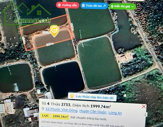Bán 2000m2 Đất Chính Chủ Tại Ấp Vĩnh Thạnh, Xã Phước Vĩnh Đông, Cần Giuộc, Long An, Giá