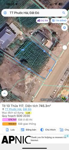 LÔ ĐẤT MẶT TIỀN VEN BIỂN VŨNG TÀU BÌNH CHÂU 745M2 CẦN THANH LÝ