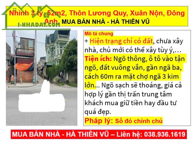 Nhỉnh 3 tỷ, 52m2, Thôn Lương Quy, Xuân Nộn, Đông Anh, MUA BÁN NHÀ - HÀ THIÊN VŨ - 2