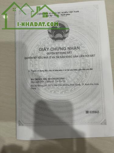 Chính Chủ Cần Bán Nhà Vị  Trí Tại Đường Lộ Liên Hương - Vĩnh Quang - Rạch Giá - Kiên Giang - 1