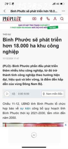 1 triệu 1m2, Đất Trung Tâm HC, Huyện Phú Riềng, BP - 1