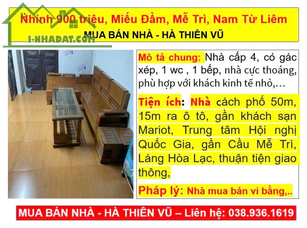 Nhỉnh 900 triệu, Miếu Đầm, Mễ Trì, Nam Từ Liêm MUA BÁN NHÀ - HÀ THIÊN VŨ - 2