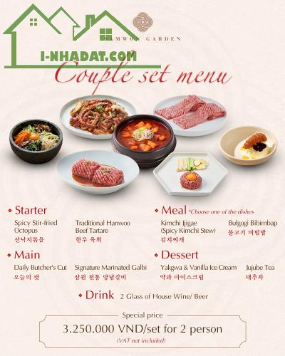 Holiday season: Couple-set menu