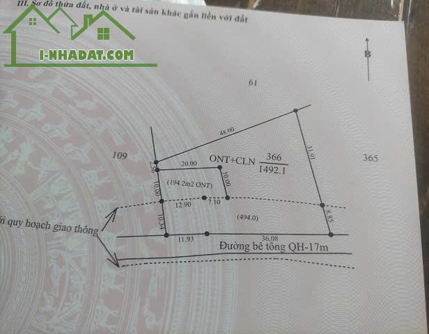 Chính chủ cần bán mảnh vườn thuộc QH KĐT Phú Xuân (ngay sau Công ty Cà Phê 49) - 2