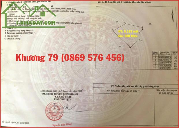 Cần bán lô đất rộng 8.119 xã suối hiệp diên khánh, khánh hoà - 1