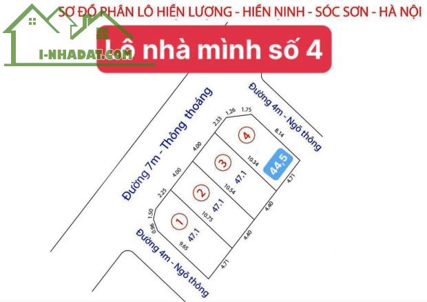 Bán đất Hiền Lương, Hiền Ninh, Sóc Sơn , Hà Nội dt 44,5m có 1,52 tỷ