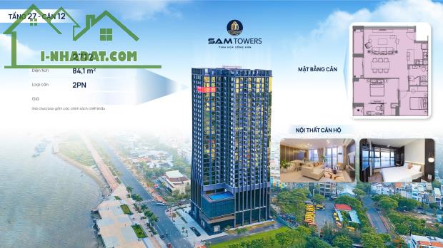 CẮT LỖ 500TR căn VIP, căn góc SAM Towers Đà Nẵng view trọn sông Hàn