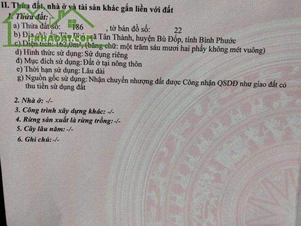 Chính Chủ Cần Bán Lô Đất Vị Trí Đắc Địa Tại  Xã Tân Thành, Huyện Bù Đốp, Bình Phước